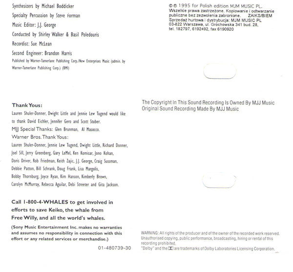 Various : Free Willy 2 (The Adventure Home) - Original Motion Picture Soundtrack (Cass, Comp)