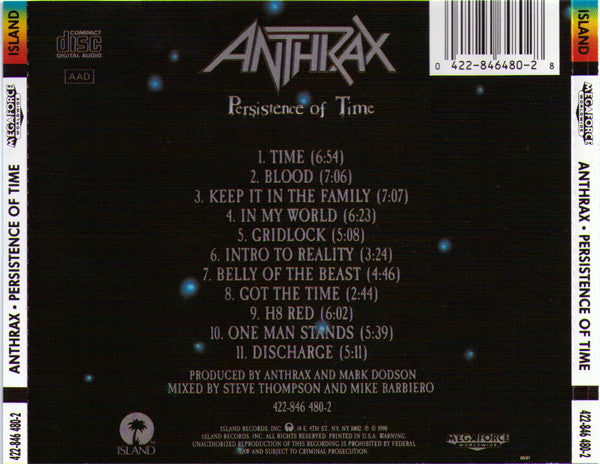 Anthrax : Persistence Of Time (CD, Album, RE)