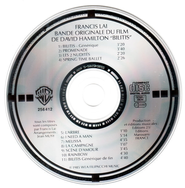 Francis Lai : Bilitis (Bande Originale Du Film) (CD, Album, RE)