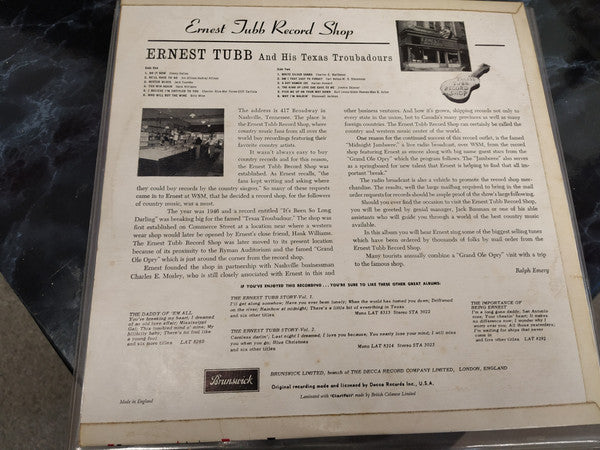 Ernest Tubb and His Texas Troubadours : Ernest Tubb Record Shop (LP, Album, Mono)