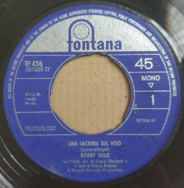 Bobby Solo : Una Lacrima Sul Viso (7", Single, Mono)