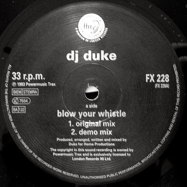 DJ Duke : Blow Your Whistle (12")