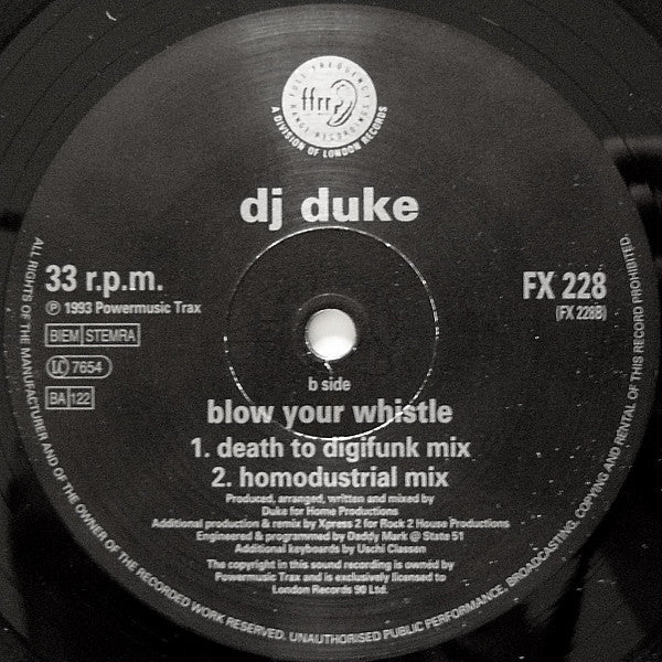 DJ Duke : Blow Your Whistle (12")