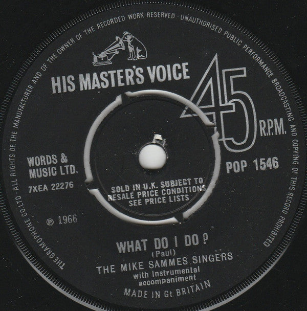 Mike Sammes Singers : Somewhere My Love (7", Pus)