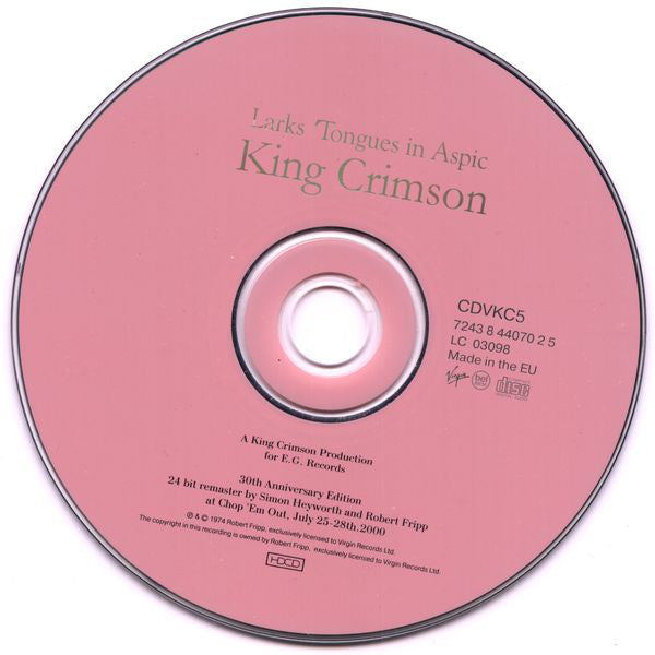 King Crimson : Larks' Tongues In Aspic (HDCD, Album, RE, RM)