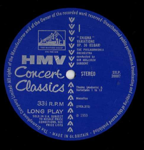 Sir Edward Elgar / Ralph Vaughan Williams, Sir Malcolm Sargent | Philharmonia Orchestra : The Enigma Variations / Fantasia On A Theme By Thomas Tallis (LP, Album)