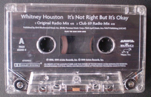 Whitney Houston : It's Not Right But It's Okay (Cass, Single, Ang)