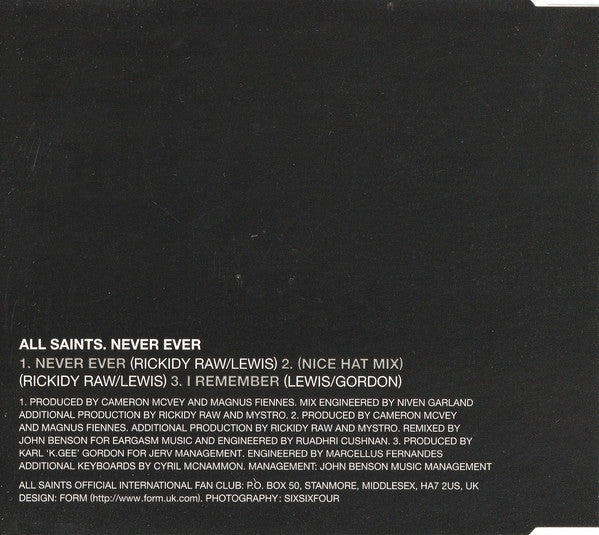 All Saints - Never Ever (CD) (Very Good Plus (VG)) - DaddyPop