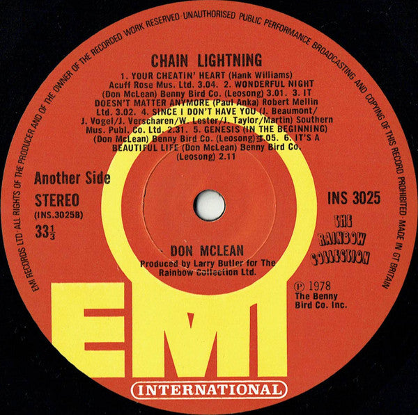 Don McLean : Chain Lightning (LP, Album)