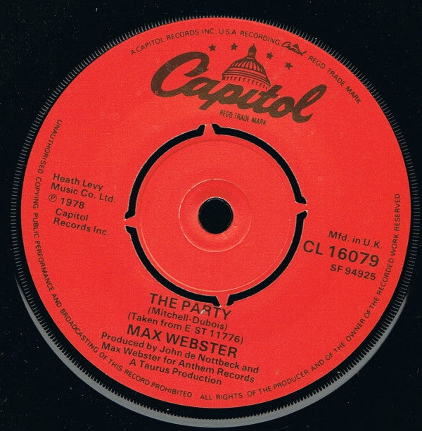 Max Webster : Paradise Skies (7")