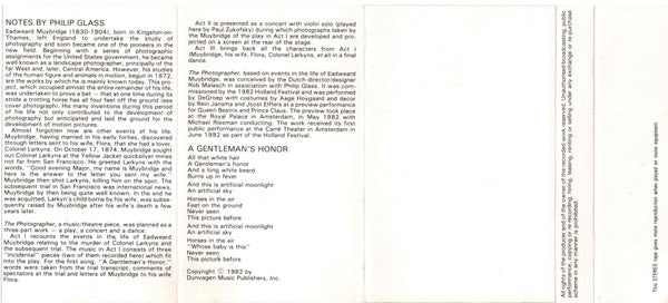 Philip Glass : The Photographer (Cass, Album)