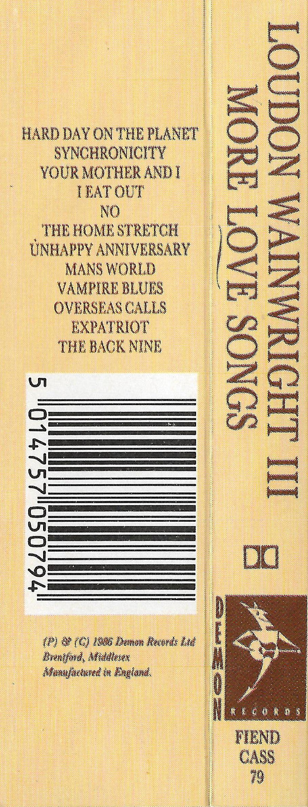 Loudon Wainwright III : More Love Songs (Cass, Album)