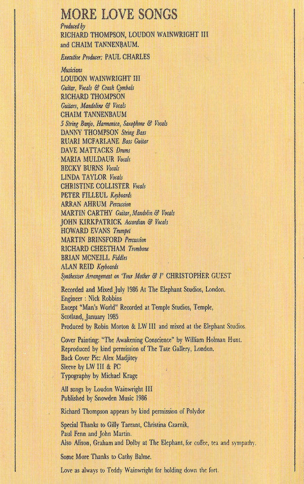 Loudon Wainwright III : More Love Songs (Cass, Album)