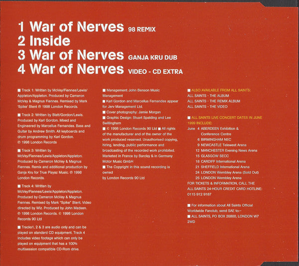 All Saints - War Of Nerves (CD) (Very Good Plus (VG)) - DaddyPop
