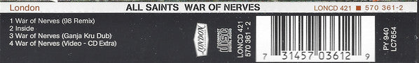 All Saints - War Of Nerves (CD) (Very Good Plus (VG)) - DaddyPop