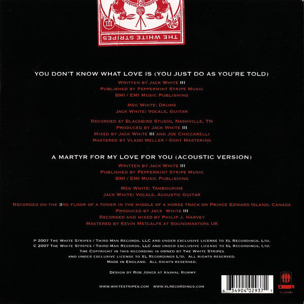 The White Stripes : You Don't Know What Love Is (You Just Do As You're Told) (7", Single)