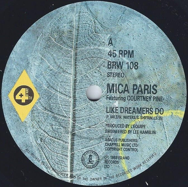 Mica Paris Featuring Courtney Pine : Like Dreamers Do (7", Single, Pap)