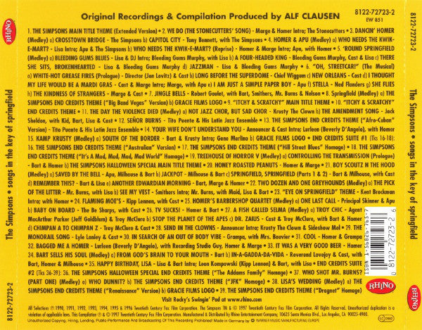 The Simpsons : Songs In The Key Of Springfield (CD, Comp)