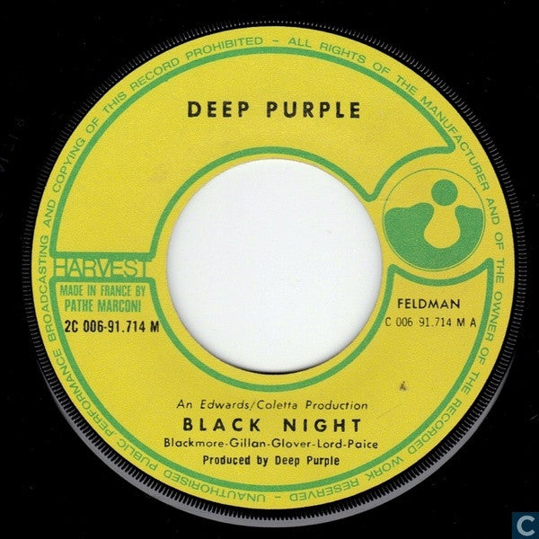 Deep Purple : Black Night (7", Single)