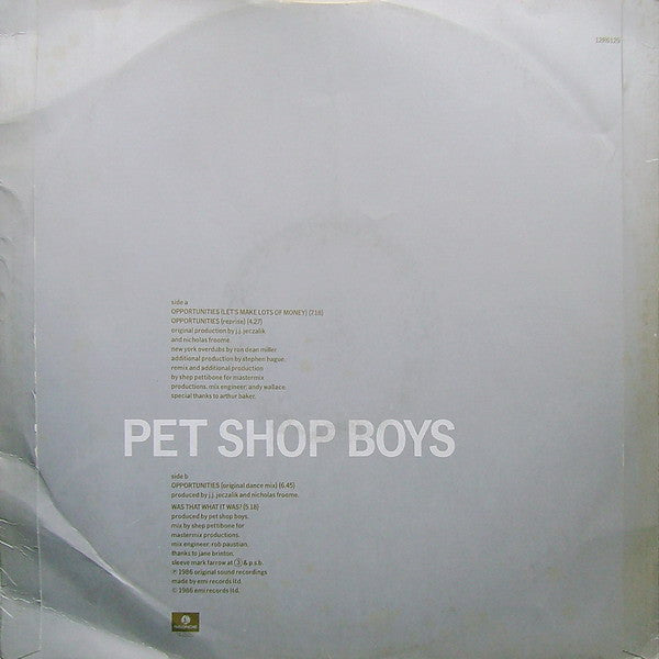Pet Shop Boys - Opportunities (Lets Make Lots Of Money) (12) (Very Good Plus (VG)) - DaddyPop