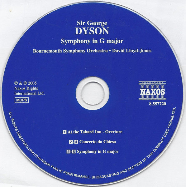 Sir George Dyson, Bournemouth Symphony Orchestra, David Lloyd-Jones : Symphony In G Major / Concerto Da Chiesa (CD)