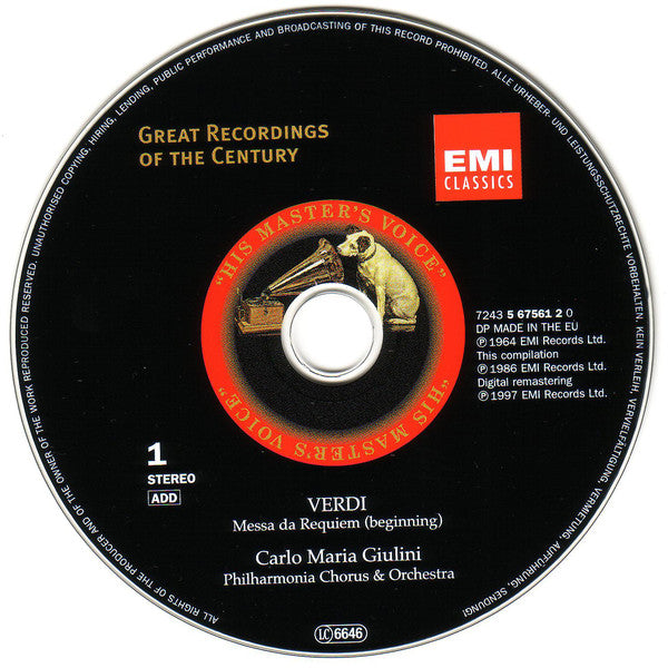 Giuseppe Verdi - Carlo Maria Giulini, Elisabeth Schwarzkopf · Christa Ludwig · Nicolai Gedda · Nicolai Ghiaurov · Janet Baker · Philharmonia Chorus & Philharmonia Orchestra : Messa Da Requiem / Quattro Pezzi Sacri (2xCD, Comp, RE, RM, RP)