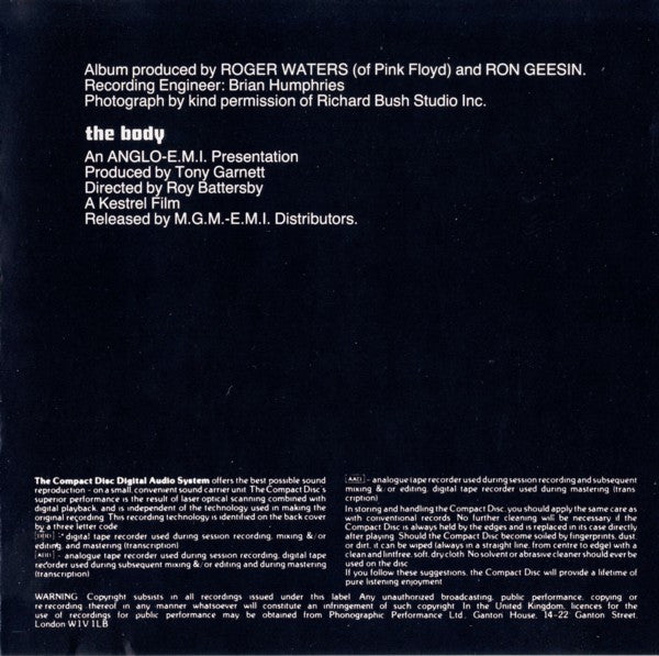 Ron Geesin & Roger Waters : Music From The Body (CD, Album, RE)