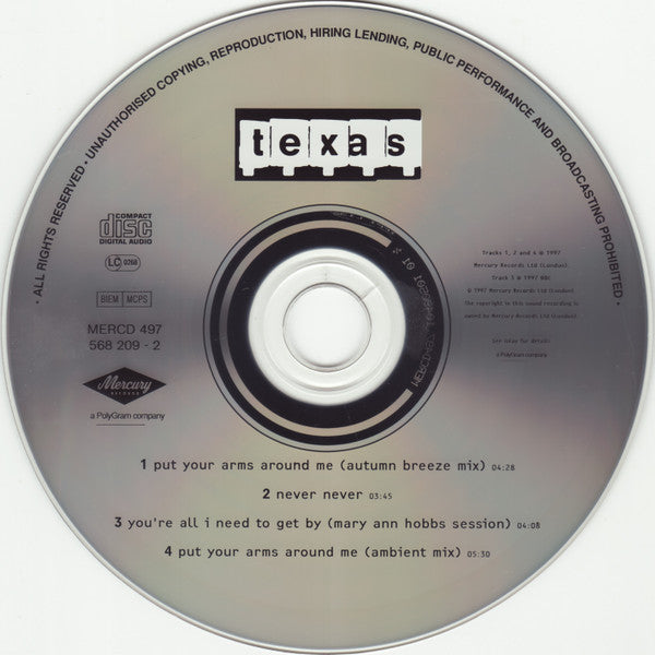Texas : Put Your Arms Around Me (CD, Single)