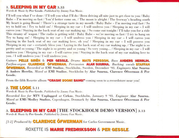 Roxette : Sleeping In My Car (CD, Maxi)