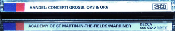 Georg Friedrich Händel - The Academy Of St. Martin-in-the-Fields, Sir Neville Marriner : Concerti Grossi, Op. 3 & Op. 6 (3xCD, Comp, RE, RM)