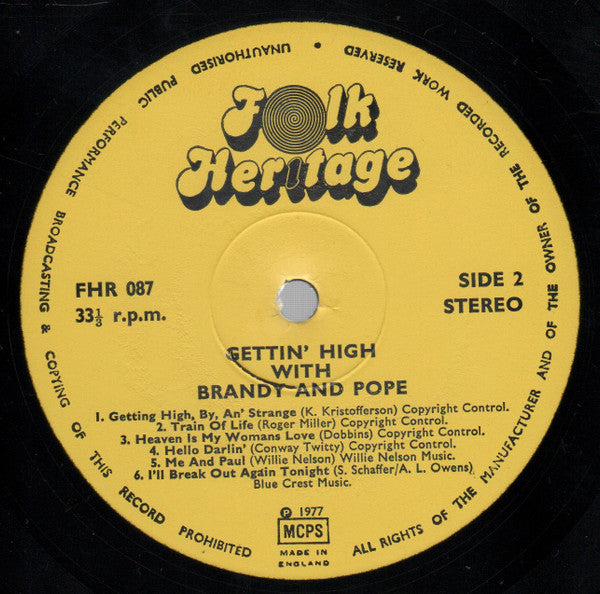 Brandy & Pope : Gettin' High With Brandy & Pope (LP)