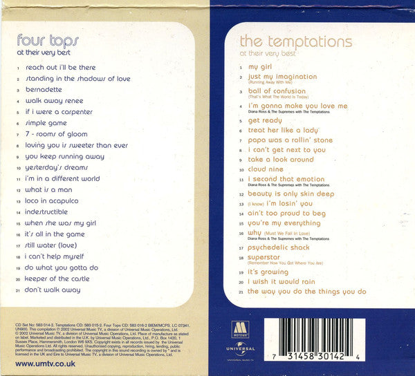 The Temptations / Four Tops : At Their Very Best (Box, Comp + CD, Comp, RE + CD, Comp, RE)