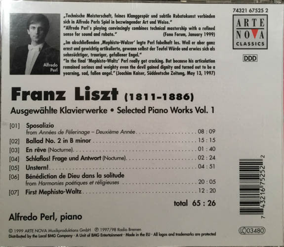 Franz Liszt - Alfredo Perl : Ausgewählte Klavierwerke = Selected Piano Works, Vol.1 (CD, Album)