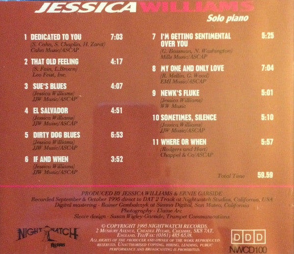 Jessica Williams - Dedicated To You (CD) (Very Good Plus (VG)) - DaddyPop