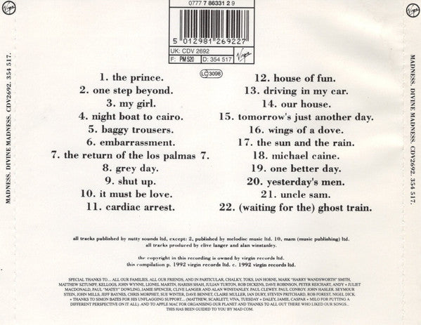 Madness : Divine Madness (CD, Comp)