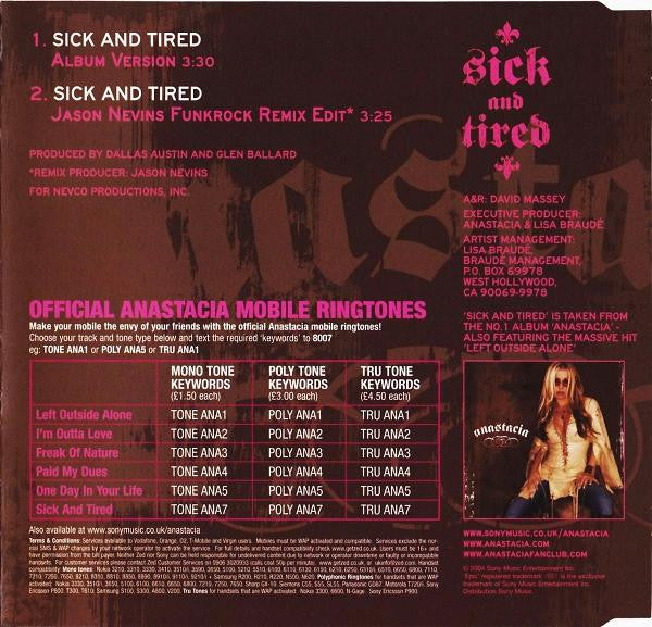 Anastacia - Sick And Tired (CD) (Very Good Plus (VG)) - DaddyPop