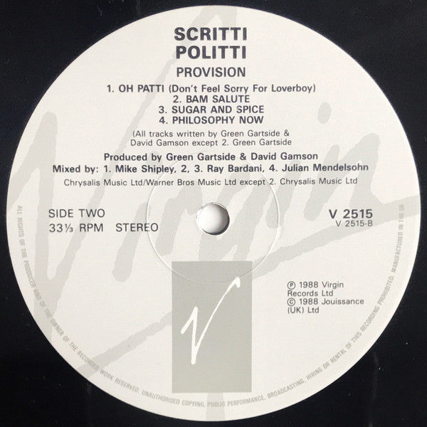 Scritti Politti : Provision (LP, Album)