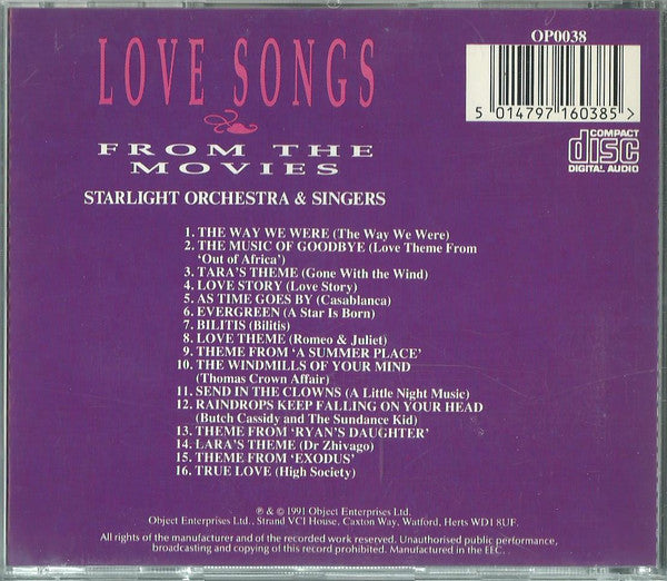 The London Starlight Orchestra & Singers : Love Songs From The Movies (CD)