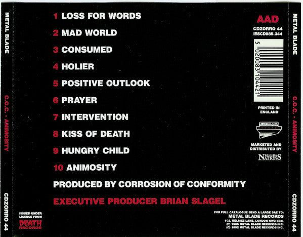 Corrosion Of Conformity : Animosity (CD, Album, RE)