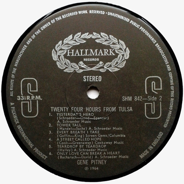 Gene Pitney : 24 Hours From Tulsa (LP, Comp, Gre)
