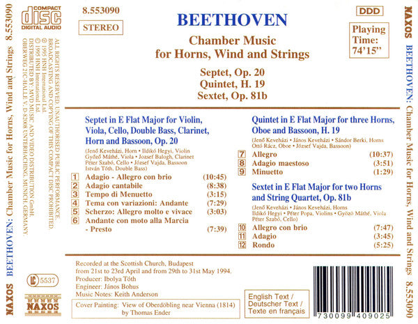 Ludwig van Beethoven : Chamber Music For Horns, Wind And Strings (CD, Album)