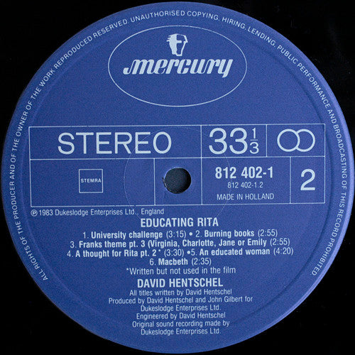 David Hentschel : Educating Rita (LP, Album)
