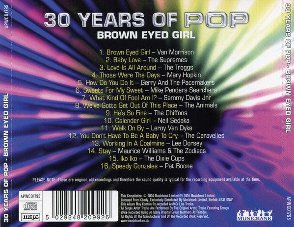 Various : 30 Years Of Pop - Brown Eyed Girl (CD, Comp)