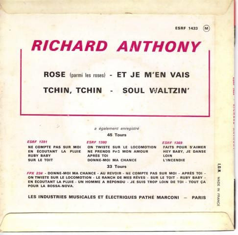 Richard Anthony (2) : Rose (Parmi Les Roses) (7", EP)