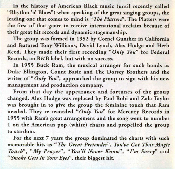 The Platters : Smoke Gets In Your Eyes (CD, Comp, RE)