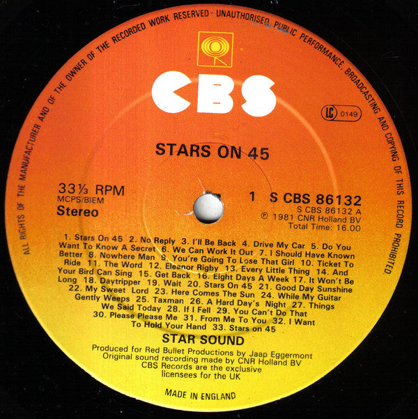 Stars On 45 : Stars On 45 - The Album (LP, Album)