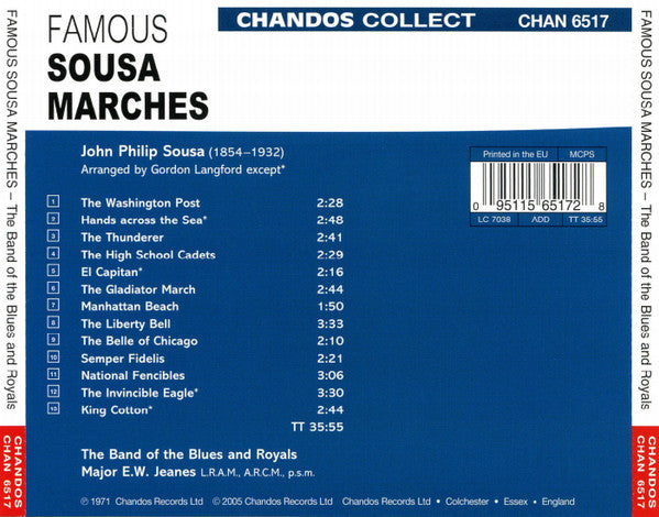The Band Of The Blues & Royals, E.W. Jeanes : Famous Sousa Marches (CD, Album, RE, RM)