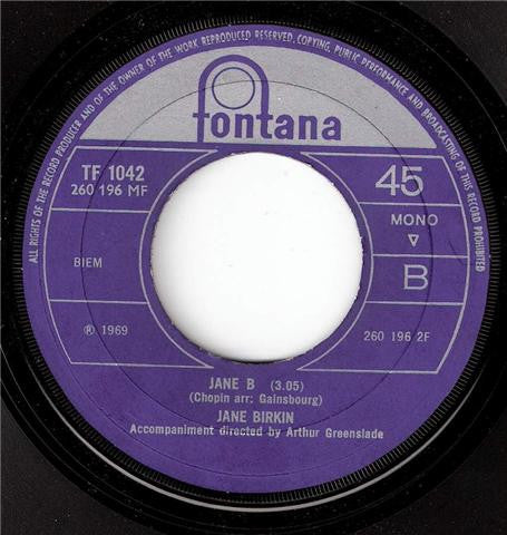 Jane Birkin And Serge Gainsbourg : Je T'aime...Moi Non Plus (7", Single, Mono)