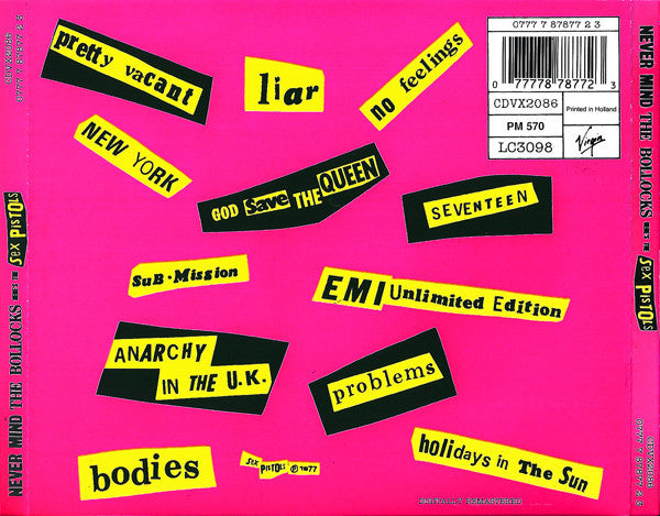 Sex Pistols : Never Mind The Bollocks Here's The Sex Pistols (CD, Album, RE, RM, RP)