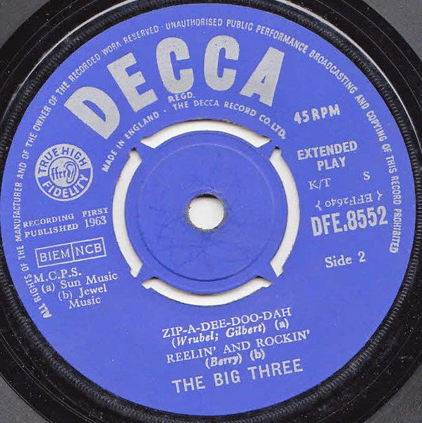 The Big Three : At The Cavern (7", EP, Mono, K/T)